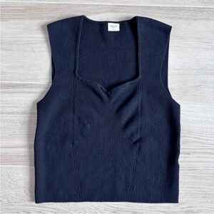 Abercrombie & Fitch Sleeveless Sweetheart Knit Tank Top Black